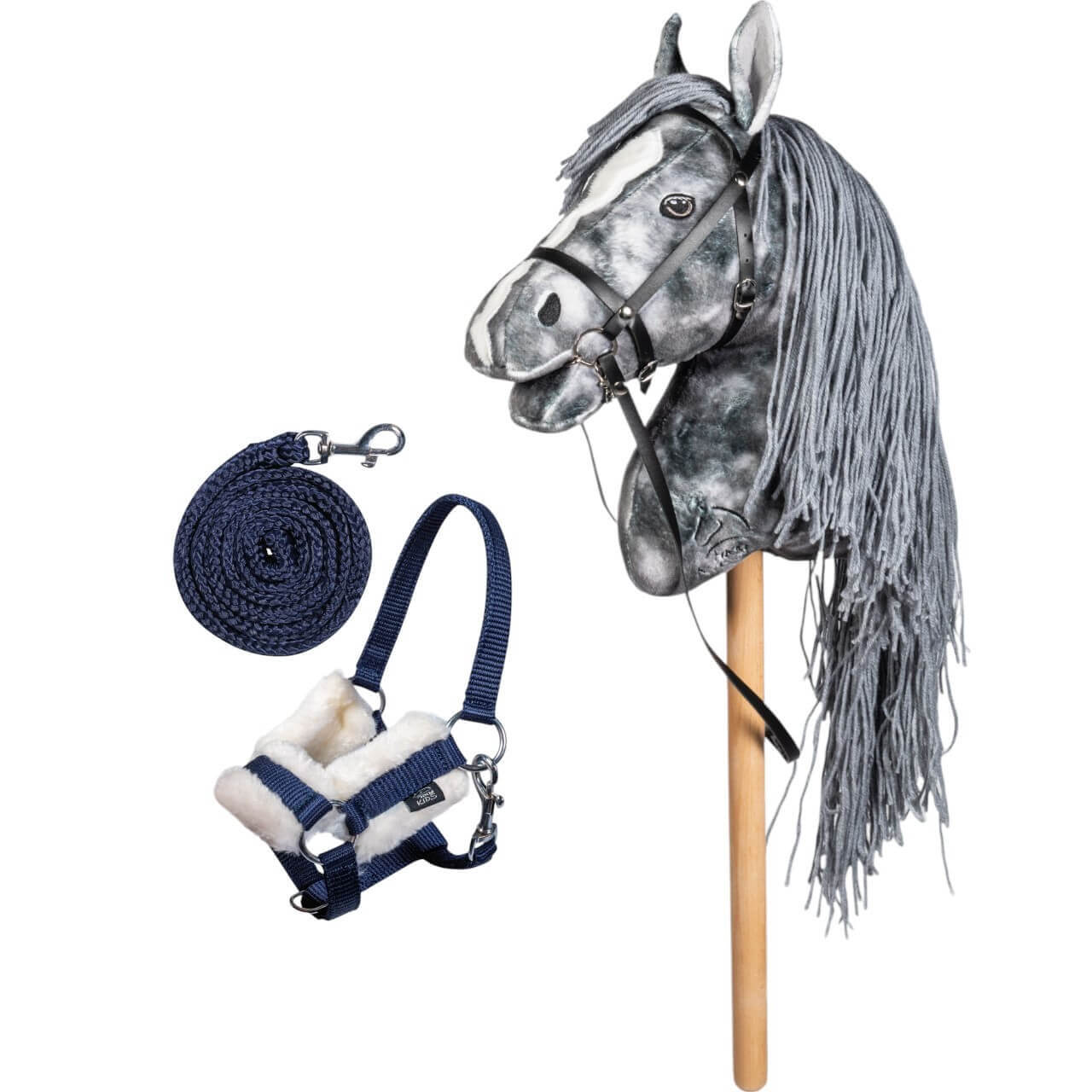 HKM Kids Hobby Horse Starterset - Steckenpferd Grau mit Trense, Halfter & Strick HKM Kids Hobby Horse Starterset - Steckenpferd Grau mit Trense, Halfter & Strick