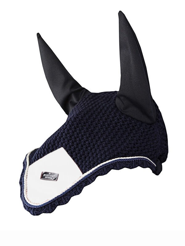 Equestrian Stockholm Fliegenmütze Midnight Blue White Edge Equestrian Stockholm Fliegenmütze Midnight Blue White Edge
