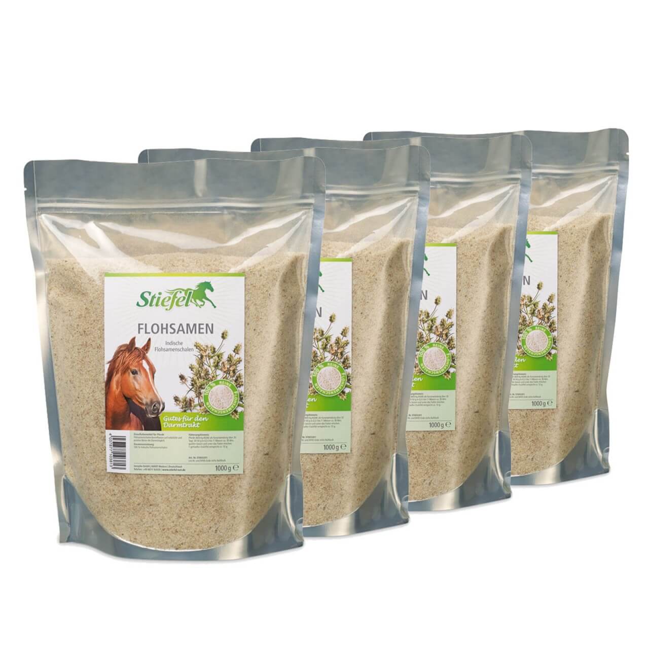 Stiefel Ergänzungsfuttermittel Flohsamen Zusatzfutter 3+1 Stiefel Ergänzungsfuttermittel Flohsamen Zusatzfutter 3+1