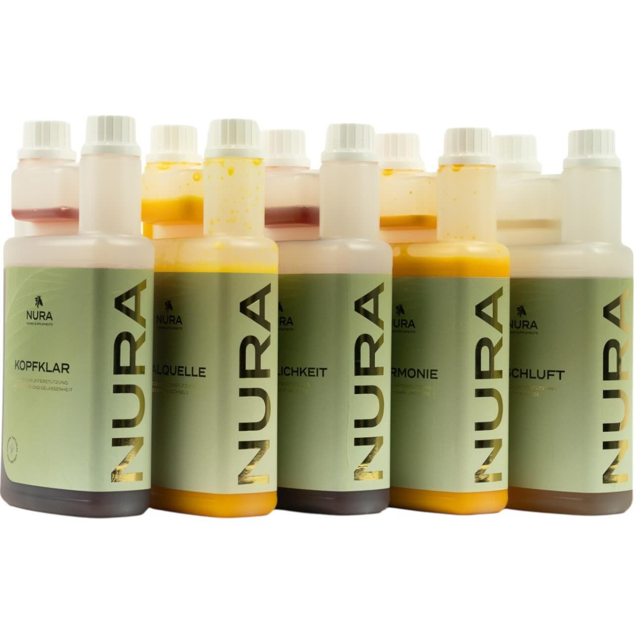 NURA HORSE SUPPLEMENTS Ergänzungsfuttermittel Set - Gelenke, Haut & Fell, Atemwege, Stoffwechsel, Nerven Vorteilspack NURA HORSE SUPPLEMENTS Ergänzungsfuttermittel Set - Gelenke, Haut & Fell, Atemwege, Stoffwechsel, Nerven Vorteilspack