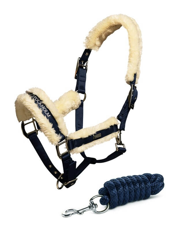 Equestrian Stockholm Halfter mit Strick Navy Equestrian Stockholm Halfter mit Strick Navy