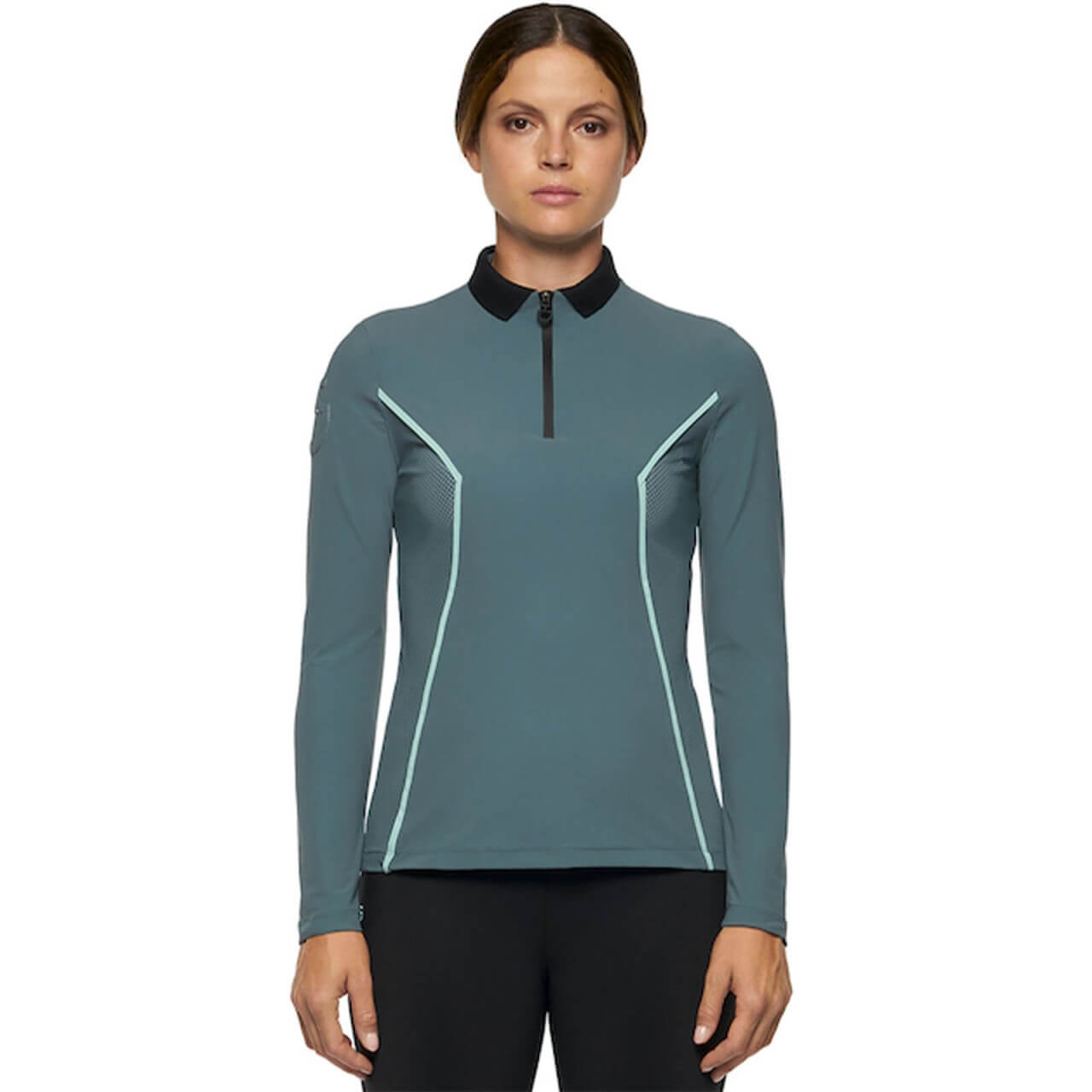 Cavalleria Toscana Trainings-Poloshirt Damen Jersey Long Sleeve Zip w/ Perforated Inserts FS 2022 Cavalleria Toscana Trainings-Poloshirt Damen Jersey Long Sleeve Zip w/ Perforated Inserts FS 2022