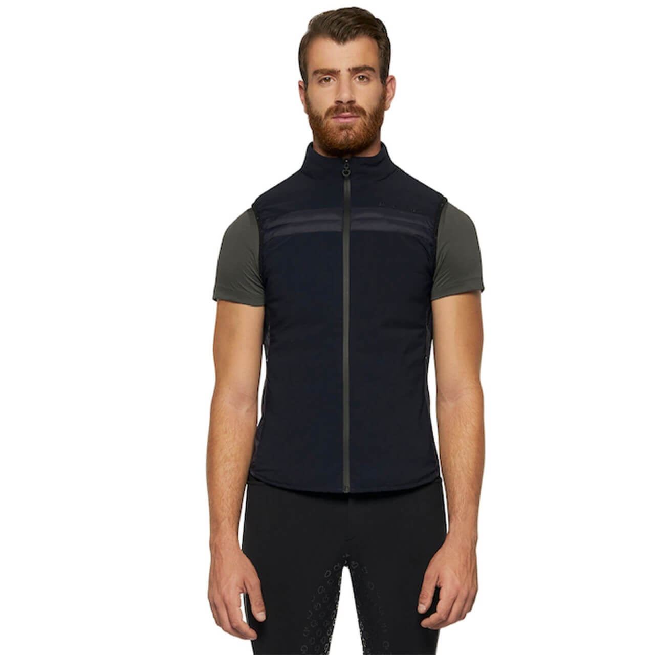 Cavalleria Toscana Weste Herren Jersey and Nylon Stripe Lightweight Padded FS 2022 Cavalleria Toscana Weste Herren Jersey and Nylon Stripe Lightweight Padded FS 2022