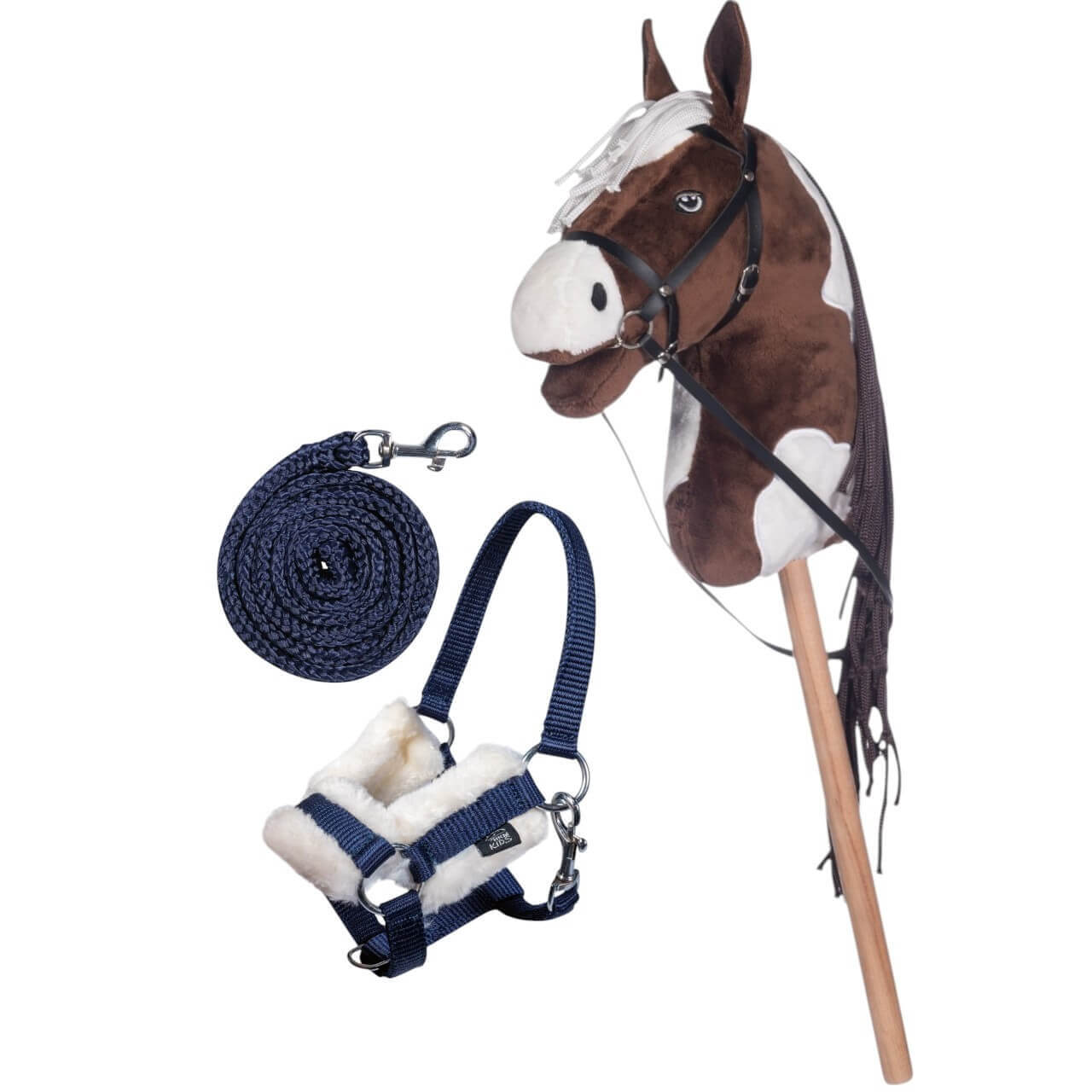 HKM Kids Hobby Horse Starterset - Steckenpferd Braun-Weiß mit Trense, Halfter & Strick HKM Kids Hobby Horse Starterset - Steckenpferd Braun-Weiß mit Trense, Halfter & Strick