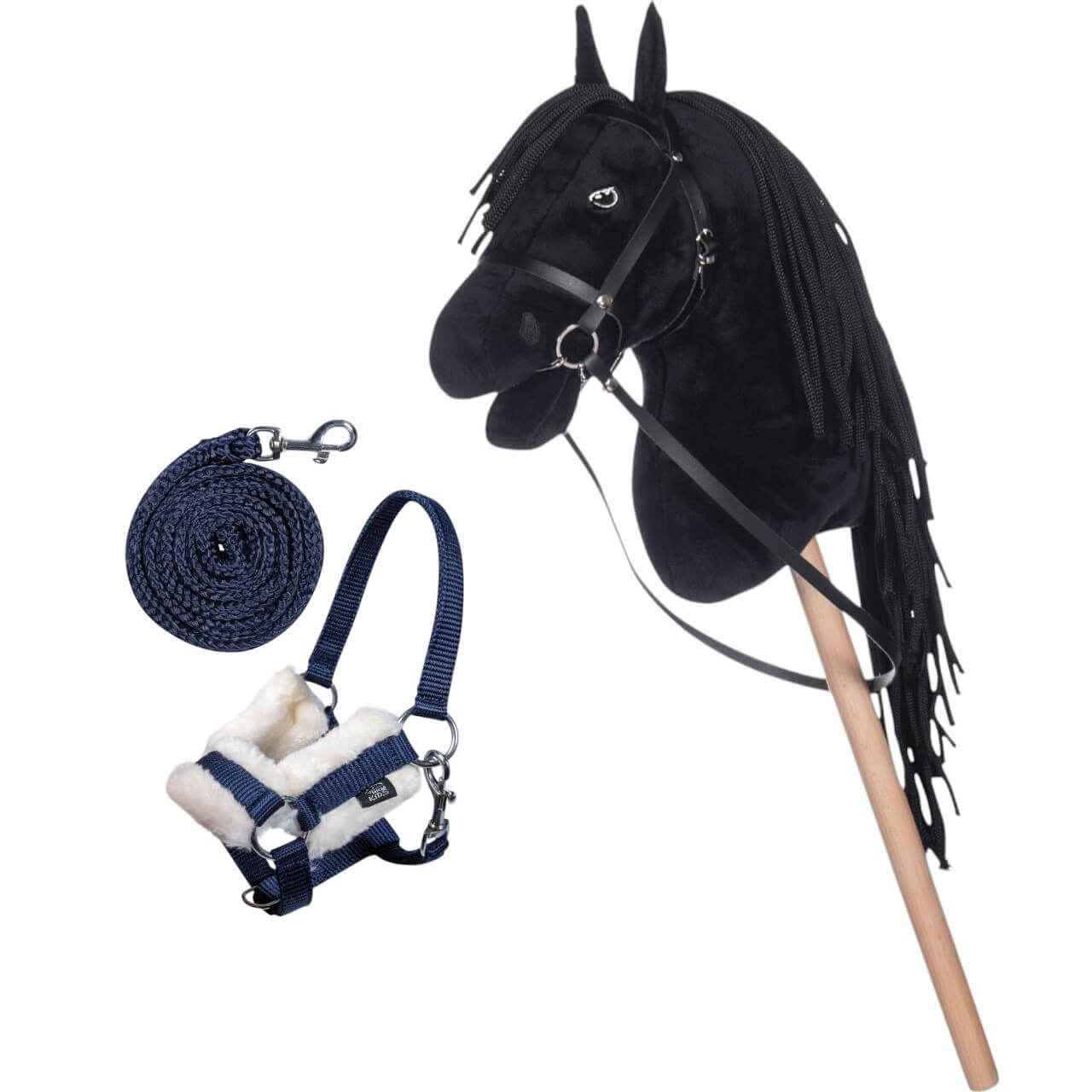 HKM Kids Hobby Horse Starterset - Steckenpferd Schwarz mit Trense, Halfter & Strick HKM Kids Hobby Horse Starterset - Steckenpferd Schwarz mit Trense, Halfter & Strick