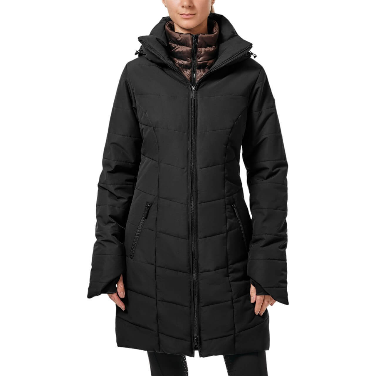 Equestrian Stockholm Winterjacke Damen Black Mocha Denail Winter Mantel Equestrian Stockholm Winterjacke Damen Black Mocha Denail Winter Mantel