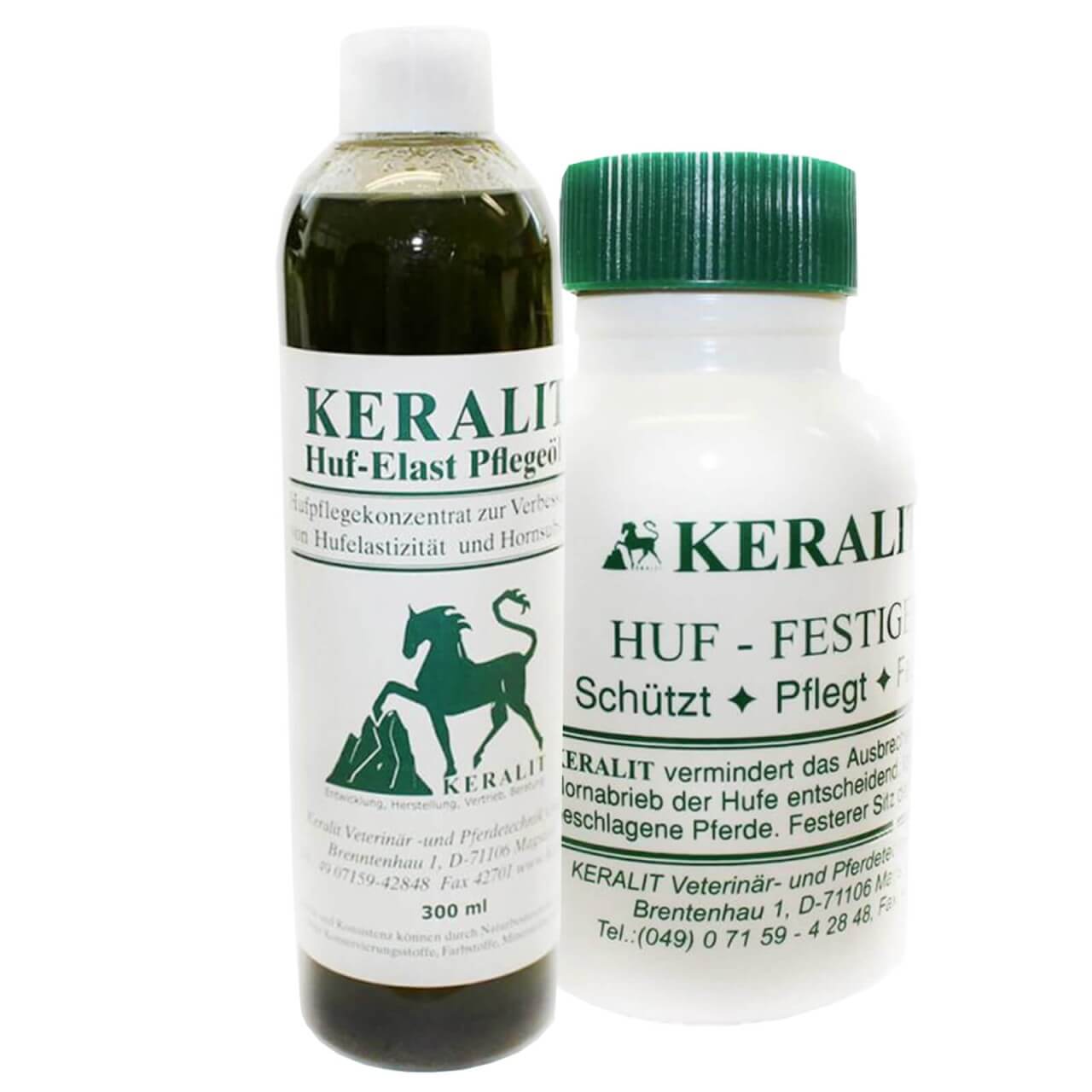 Keralit Hufpflege Set Basic - Huffestiger & Huf-Elast Pflegeöl für eine bessere Hufqualität Keralit Hufpflege Set Basic - Huffestiger & Huf-Elast Pflegeöl für eine bessere Hufqualität