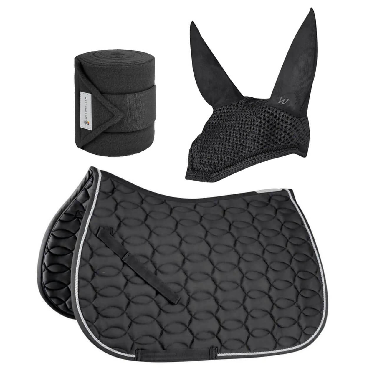 Waldhausen Basic Set - Fliegenohren, Fleecebandagen & Schabracke Waldhausen Basic Set - Fliegenohren, Fleecebandagen & Schabracke
